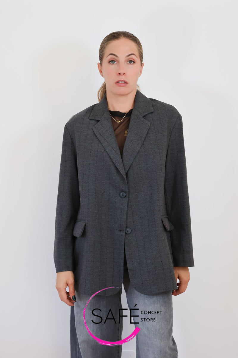 Blazer grigio a quadri Peperosa